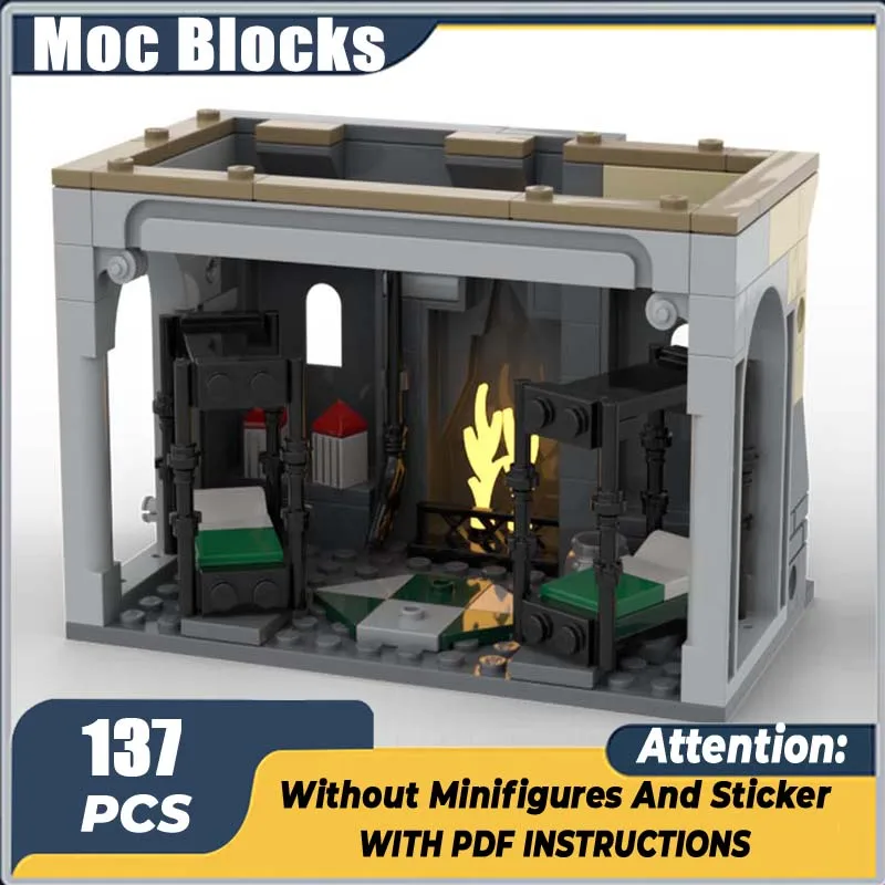 

137pcs Classic Movie MOC HP Slytherin Dorm Modular Building Block Castle Model DIY Assembly Brick Toys For Children Gift