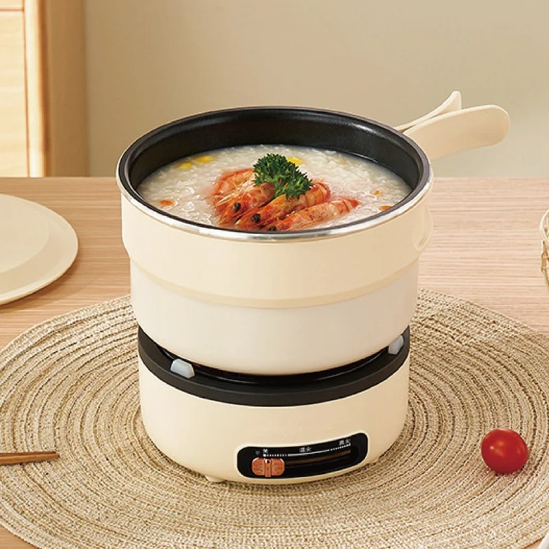 220V Multifunctional Electric Cook Pot Portable Electric Hot Pot Travel Folding Pot Mini Non-stick Fry Pot 2L Home Rice Cooker