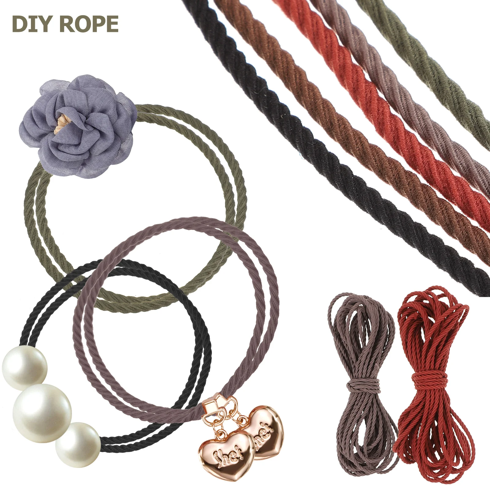 5 Pcs Elastic Thread Rubber Band Hair Bands Bracelet Cord DIY Necklace Cords Craft Bracelets Ties Jewelry