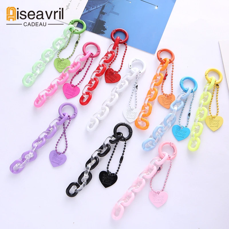 Colorful Acrylic Plastic Link Chain Keychain Creative Handmade Key Ring For Women Men Handbag Accessories DIY Friendship Gifts