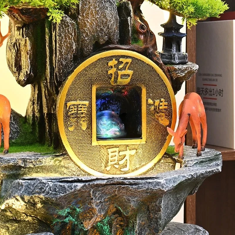 alpine and flowing water floor ornament circulating water living room lucky treasure feng shui wheel landscaping decoration