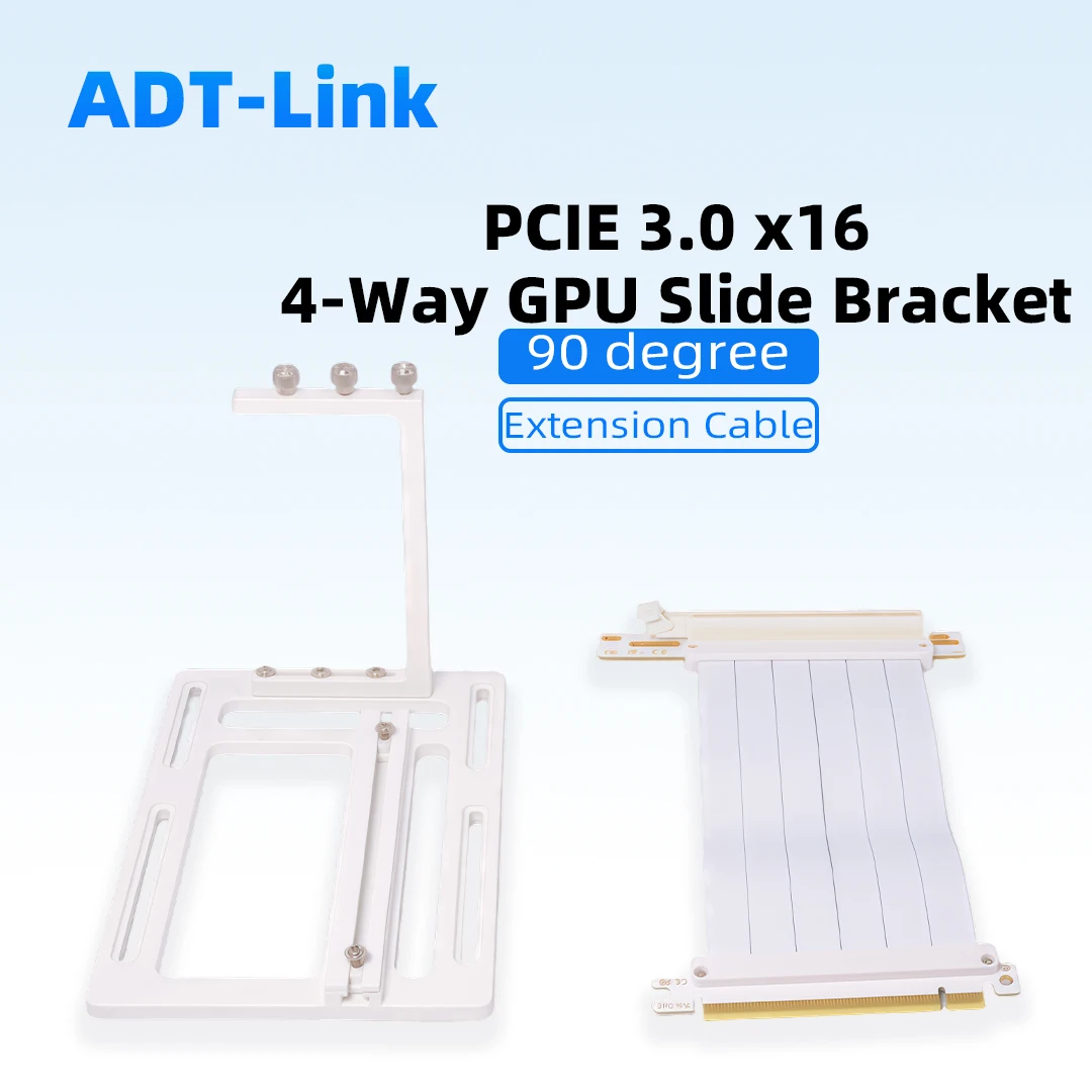 ADT-Link PCIe 3.0 X16 90 Degree GPU Riser Cable 4-Way Slide Vertical Graphics Card Mount External Bracket for Dock PC Case eGPU