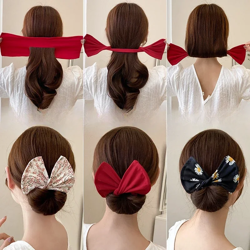 Women's Bow-shaped Hairpin Device Sweet and Lovely Hairpin Fast Hair Bun Hair Styling Tools Braid Hairbands Hairstyle Tools