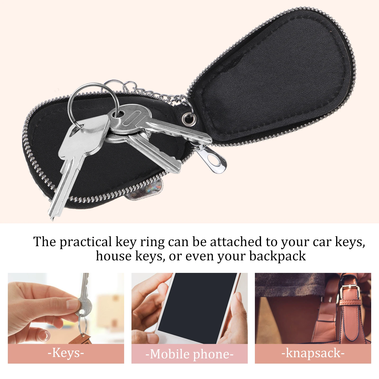 

Diamond Key Pouch Keychain with Zipper Automotive Cover Microfiber Fob Protector Case