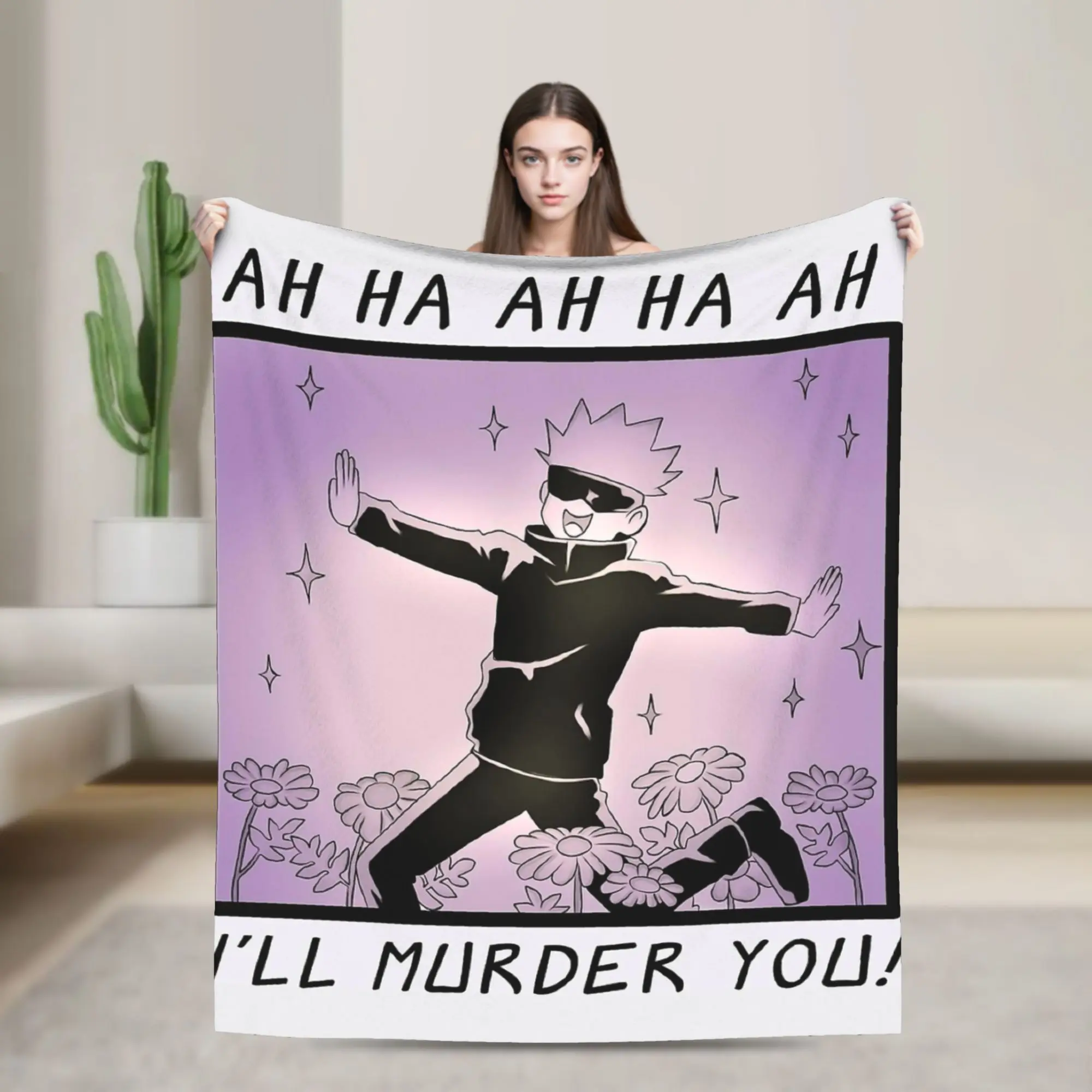 Doodle Funny Sensei  Jujutsu Kaisen Flannel Blankets  Super Soft Throw Blanket for Couch Bed Travel Bedspread Sofa Bed Cover
