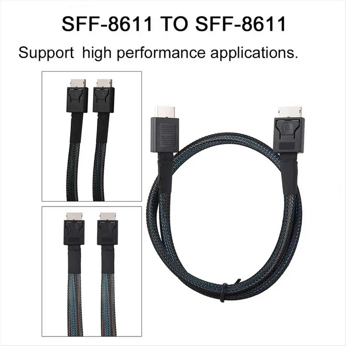 SWXF PCIE4.0 MINI SAS Cable 24Gbps Oculink Data Extension Cable SFF-8611 to SFF-8611 Server Data Transfer Line (1m)