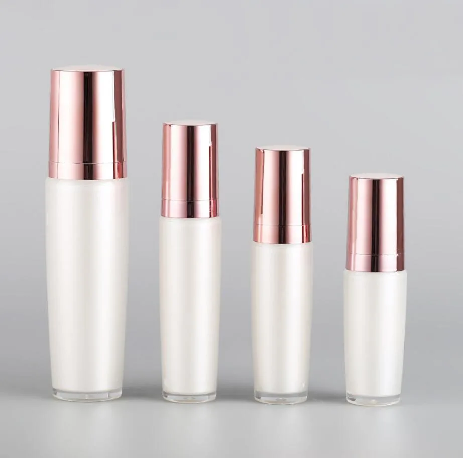 

15ml pearl white acrylic bottle pink pump lid for lotion emulsion serum foundation skin care cosmetic packing