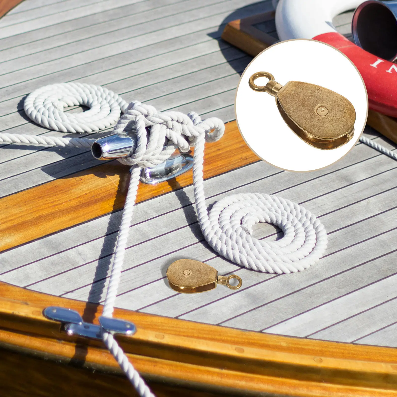 38Mm Marine Brass Pulley Block Flagpole Accessories Smooth Silent Bearing High Load Capacity Yacht Rigging Hardware