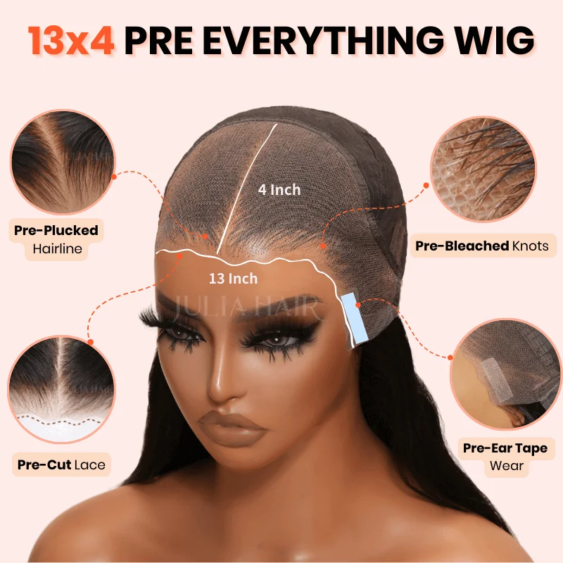 Julia rambut 13x4 Honey Blonde keriting rambut manusia pra semuanya memakai dan pergi Wig tanpa lem rambut manusia simpul tidak terlihat kepadatan 180%