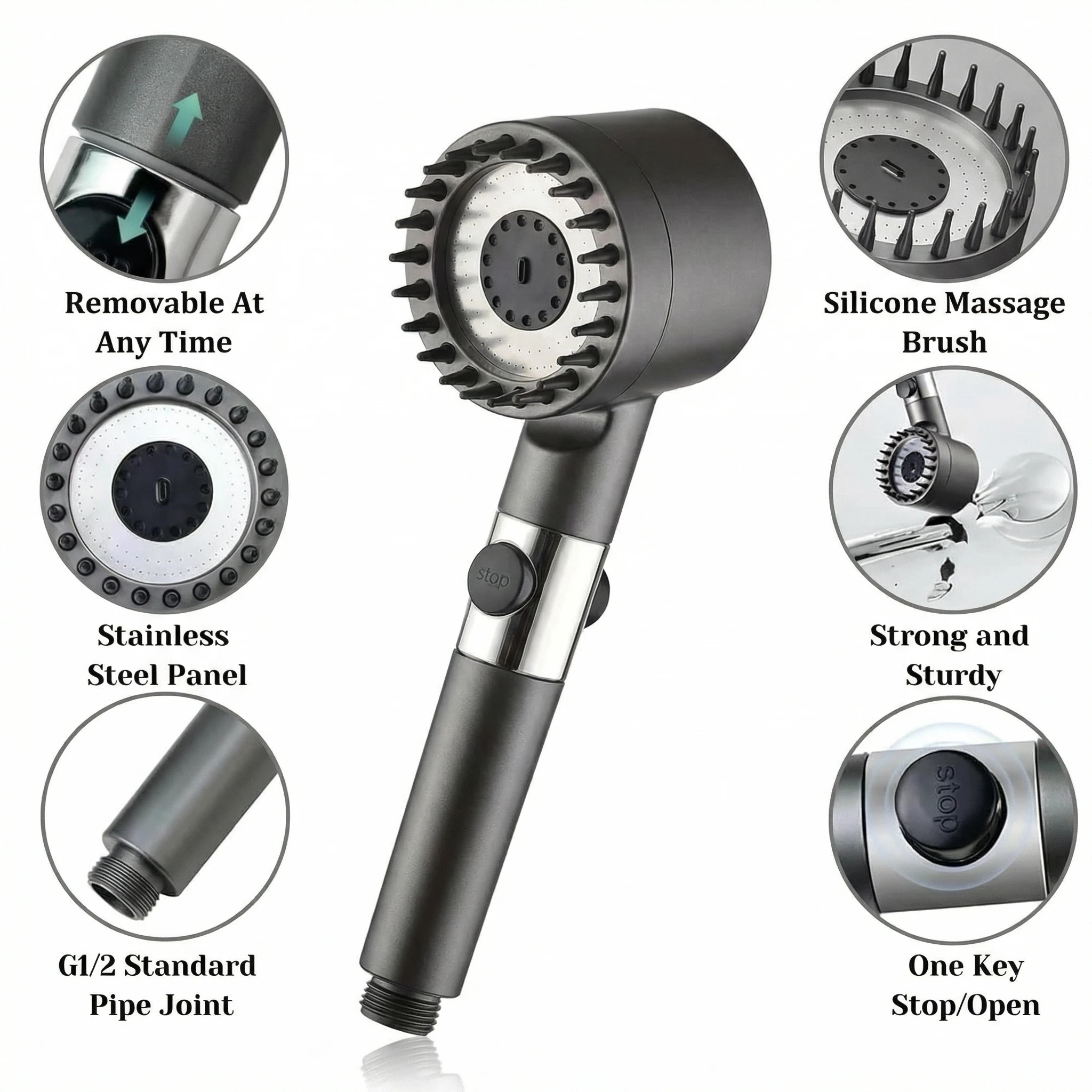 New ion drop bathroom handheld drop faucet with tap for shower head filter for shower, turbocharger with multiple spray modes