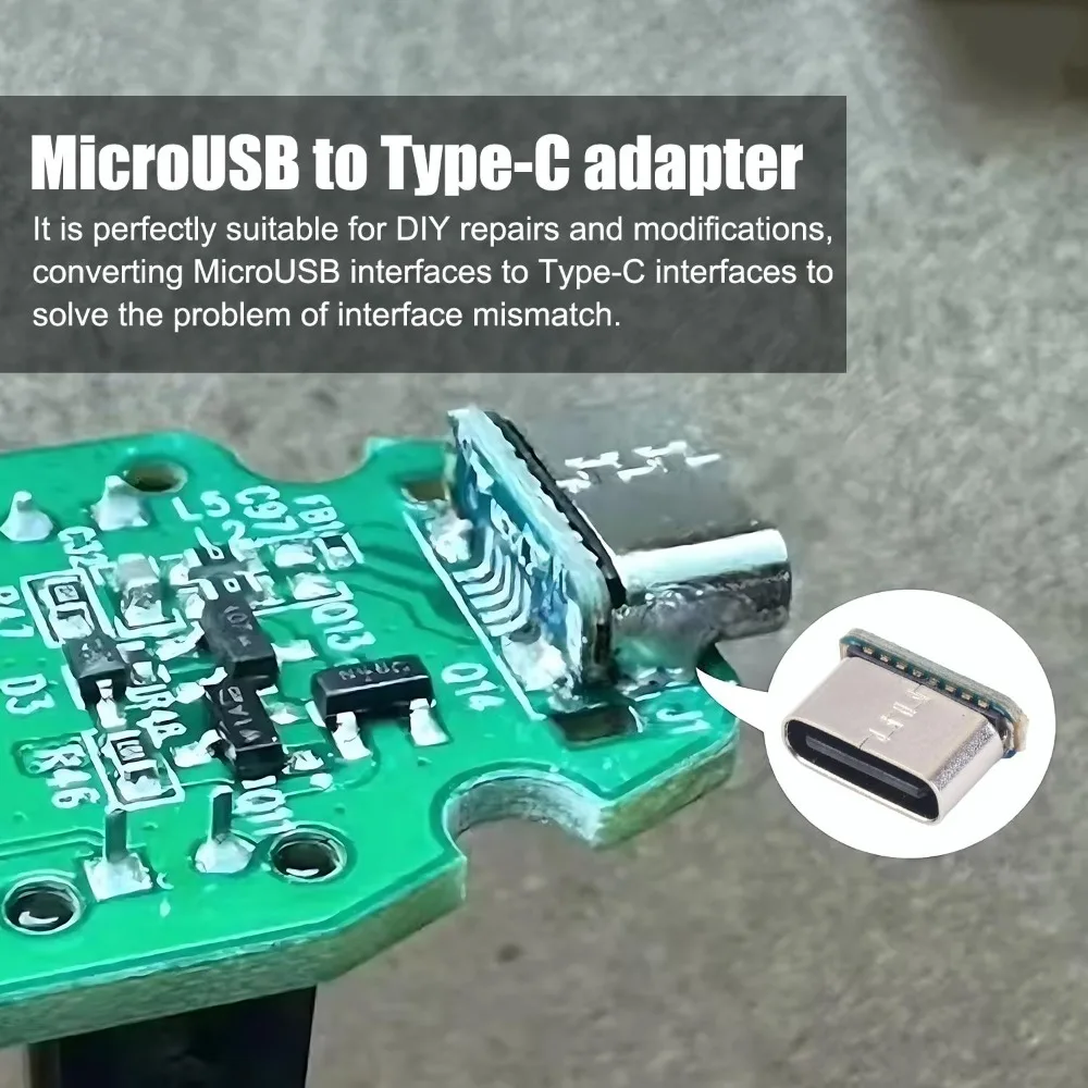 1-10pcs MicroUSB To Type-C Adapter Board Charging Port USB2.0 Data Transfer Connector for DIY Repair Modification Replace Adapte
