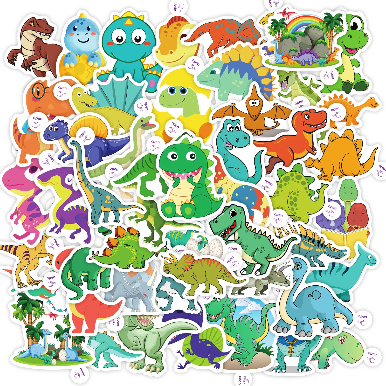 

50Pcs Hand-painted Dinosaur Series Stickers Suitcase Phone Case Water Bottle Waterproof Decoration Diy Sticker Packs