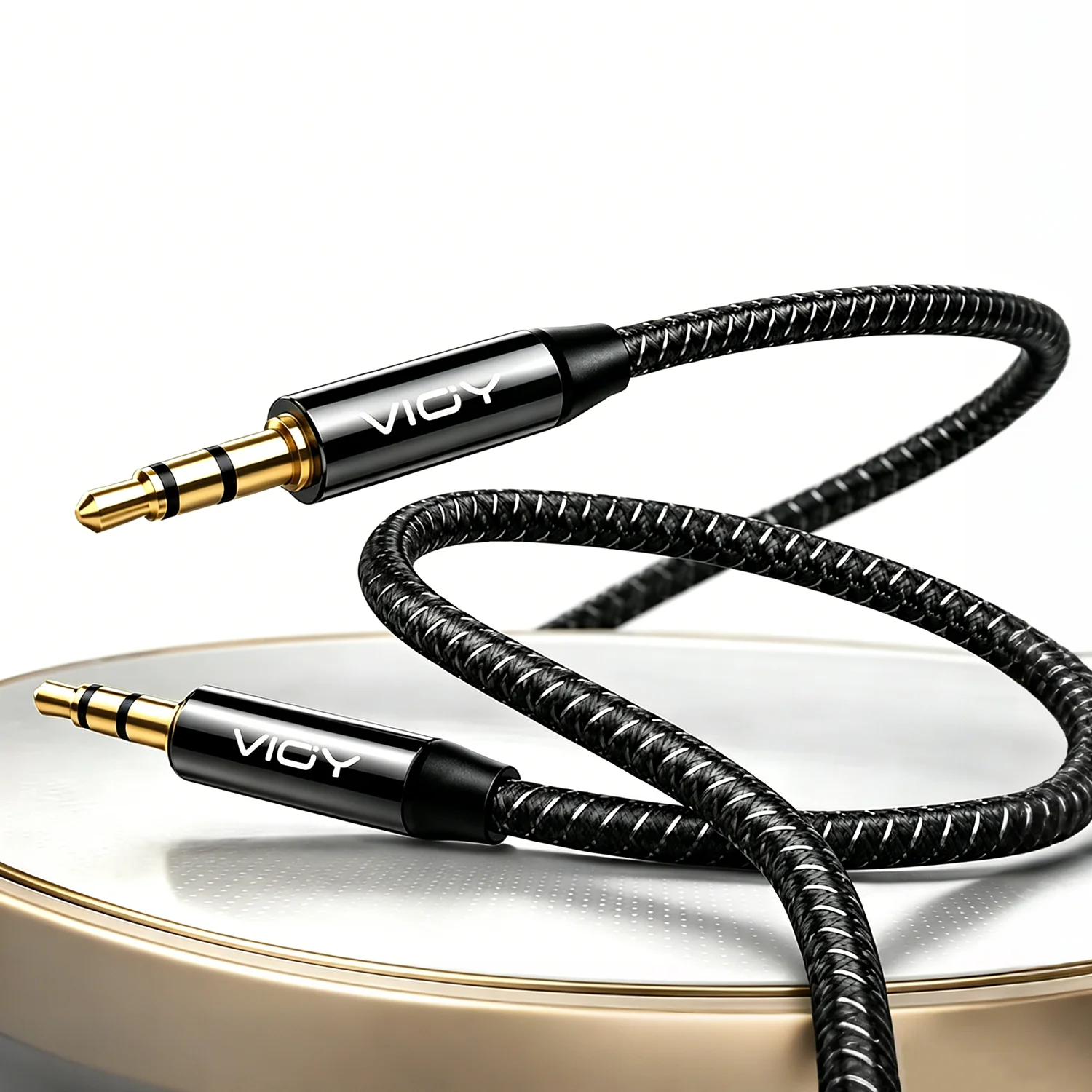 Aux Audio Cable 3.5mm Male To Male Braided Auxiliary Cord Compatible with Headphone Smartphone Car Stereo Speaker Echo and More