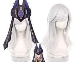 Genshin Impact Cyno cosplay wig Silver white layered wig for cosplayer Long straight wig high quality hairpiece daily wig