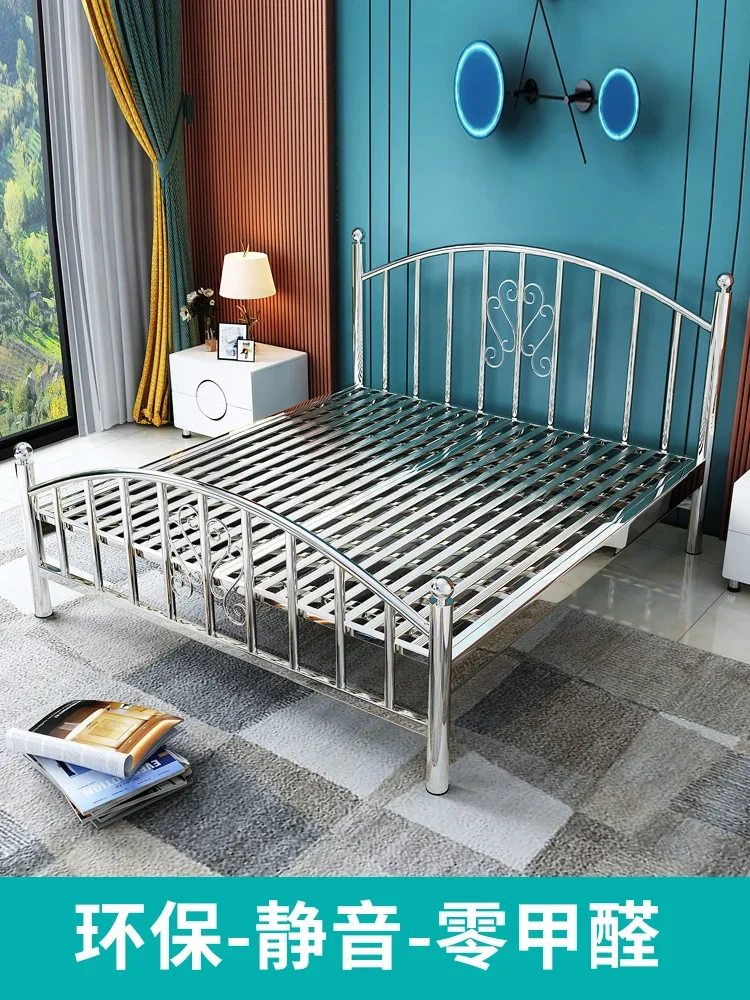 bed Stainless steel  1.5m 1.8m modern simple single double  rental house apartment homestay stainless steel iron frame