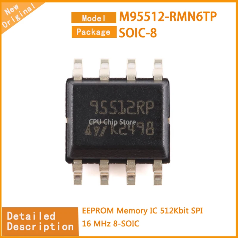 5Pcs/Lot  New Original  M95512-RMN6TP  M95512  EEPROM Memory IC 512Kbit SPI 16 MHz 8-SOIC