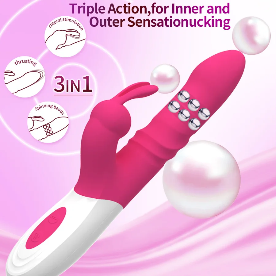 Rabbit Vibrators Thrusting Dildo for Women 10 Vibration Thrust Rotating Mode Clit G Spot Stimulator Sex Toys for Couple Pleasure