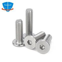 M2 M2.5 M3 M4 M5 M6 M8 A2-70 304 Stainless Steel Ultra Thin Flat Head Hex Hexagon Socket Screw Plain Countersunk Allen Head Bolt