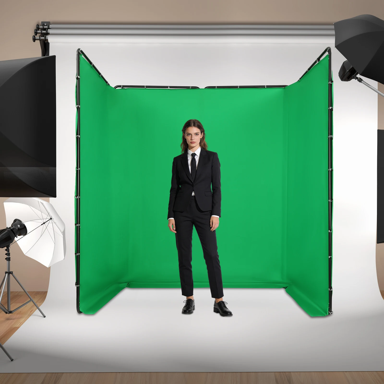 

Background Adjustable Background Support Stand 4 Panel 4x24 Meter Green Screen Photo Booth Backdrop Stand For Photography Studio
