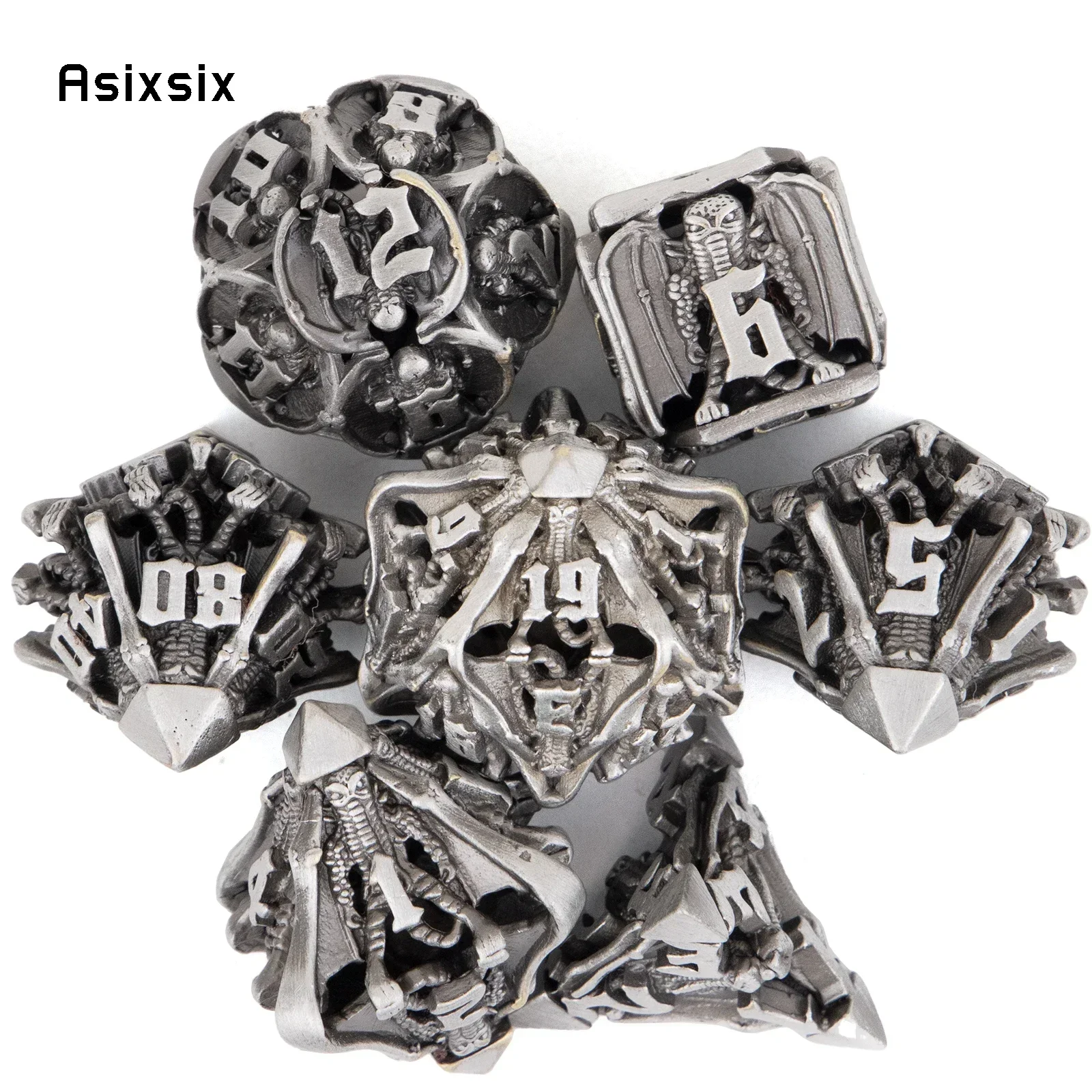 

7 Pcs Silver Bat Metal DicePerfect For Rpgs, Board Games, And Card Games.Dice For Games, Dnd Dice Set
