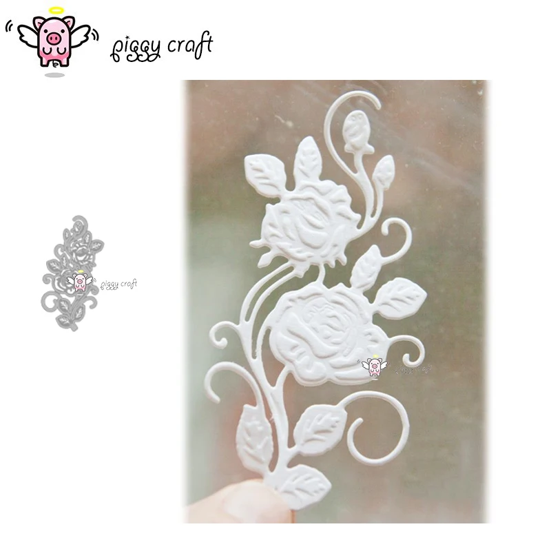 Piggy Craft metal cutting dies cut die mold Rose flower strips Scrapbook paper craft knife mould blade punch stencils dies