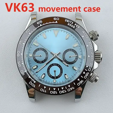 39mm vk63 caso panda dial mãos pulseira de aço inoxidável para mod daytona vk63 movimento cronógrafo masculino relógio à prova dwaterproof água acessórios