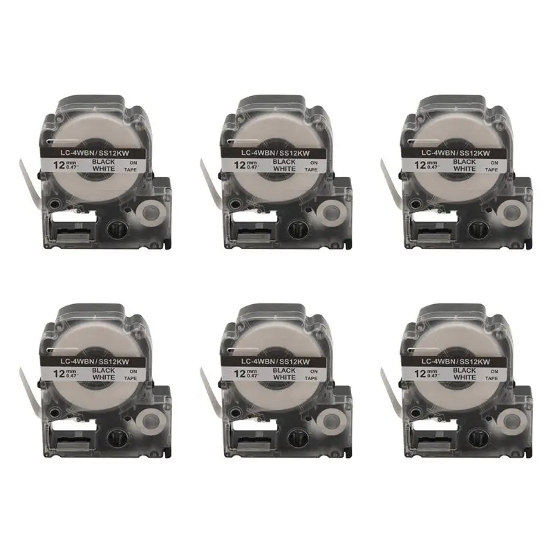 lot-de-30-rubans-d'etiquetage-de-remplacement-lk-4wbn-lc-4wbn9-ss12kw-pour-epson-labelworks-lw300-lw400-lw500-lw700-noir-sur-blanc