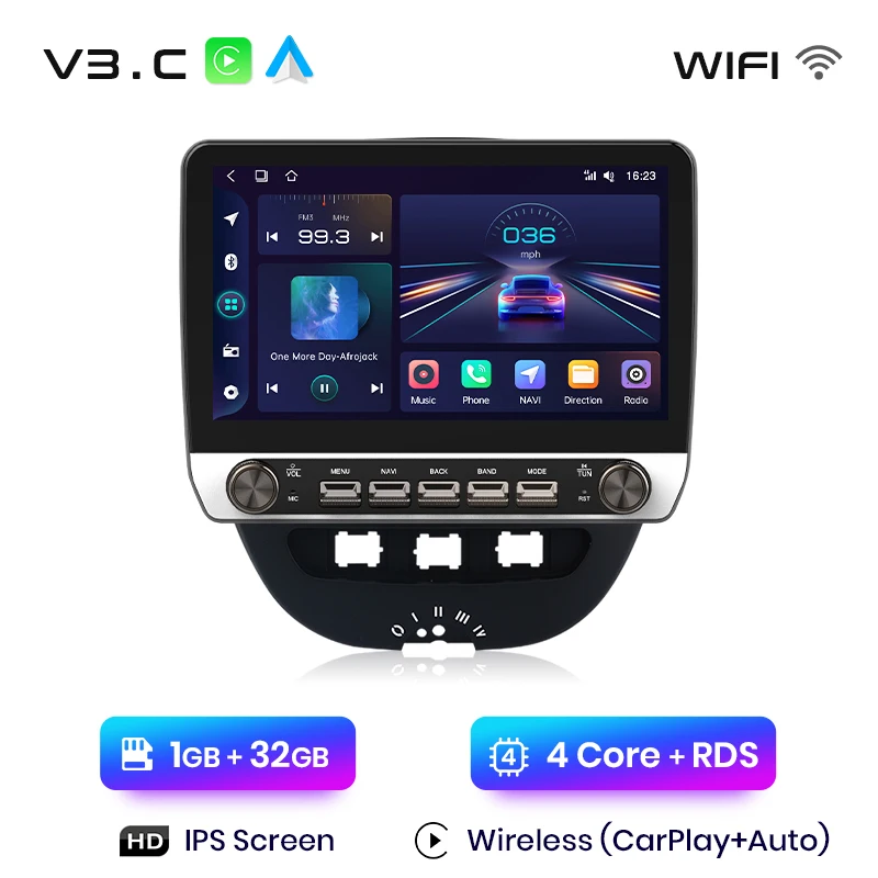 Junsun draadloze Carplay Android Auto radio voor Peugeot 107 Toyota Aygo Citroen C1 2005-2014 multimediaspeler navigatie stereo