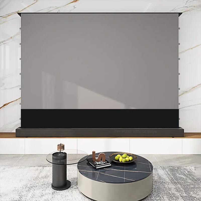 2025 New 120 inch ALR Rejecting Motorized Electric Tab Tension Floor Rising Projector Screen Square Shell  for UST Projector