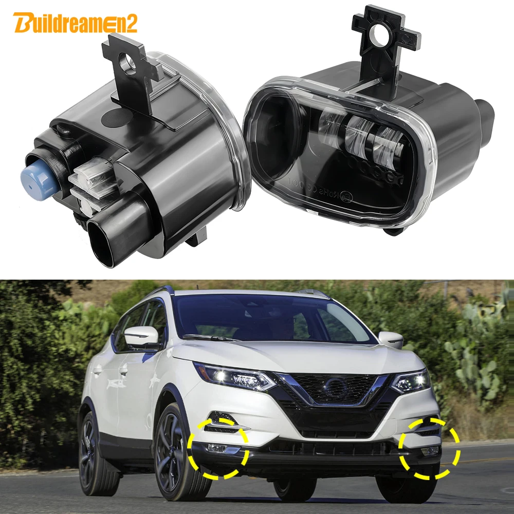 2 X Car Front Bumper Fog Light For Nissan Qashqai J12 (Pre-Facelift) 2021 2022 2023 30W Canbus LED Fog Lamp Daylight DRL H11