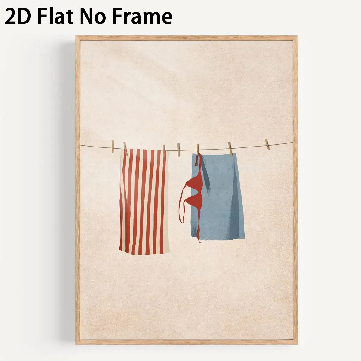 2D Flat, 2D Flat, 1pc 2D Flat Prints Beach Towel And Bikini Art Posters Minimalist Style Wall Decor Unframed Canvas Wall Arts