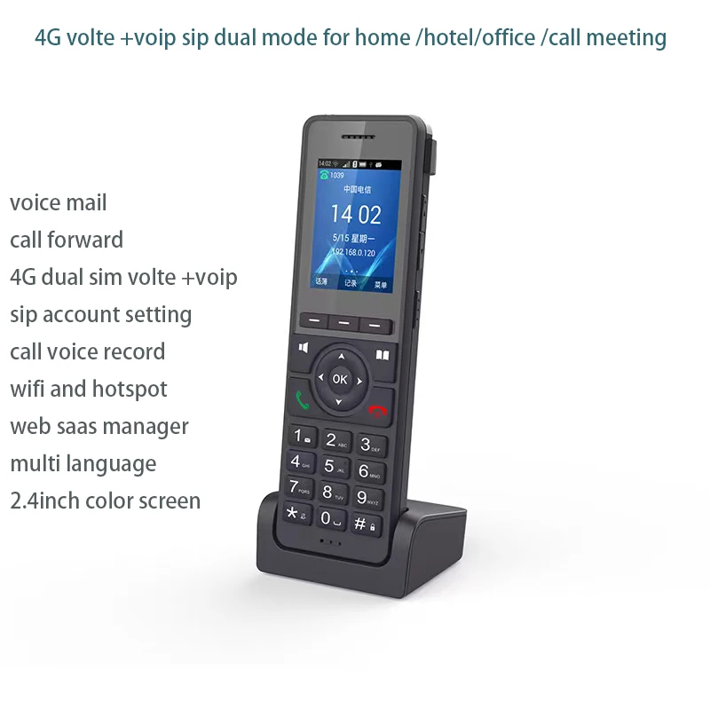 

4g lte WiFi SIP Phone 2.4G Cordless Phone for business VOIP Telephone for office/home/school/hotels