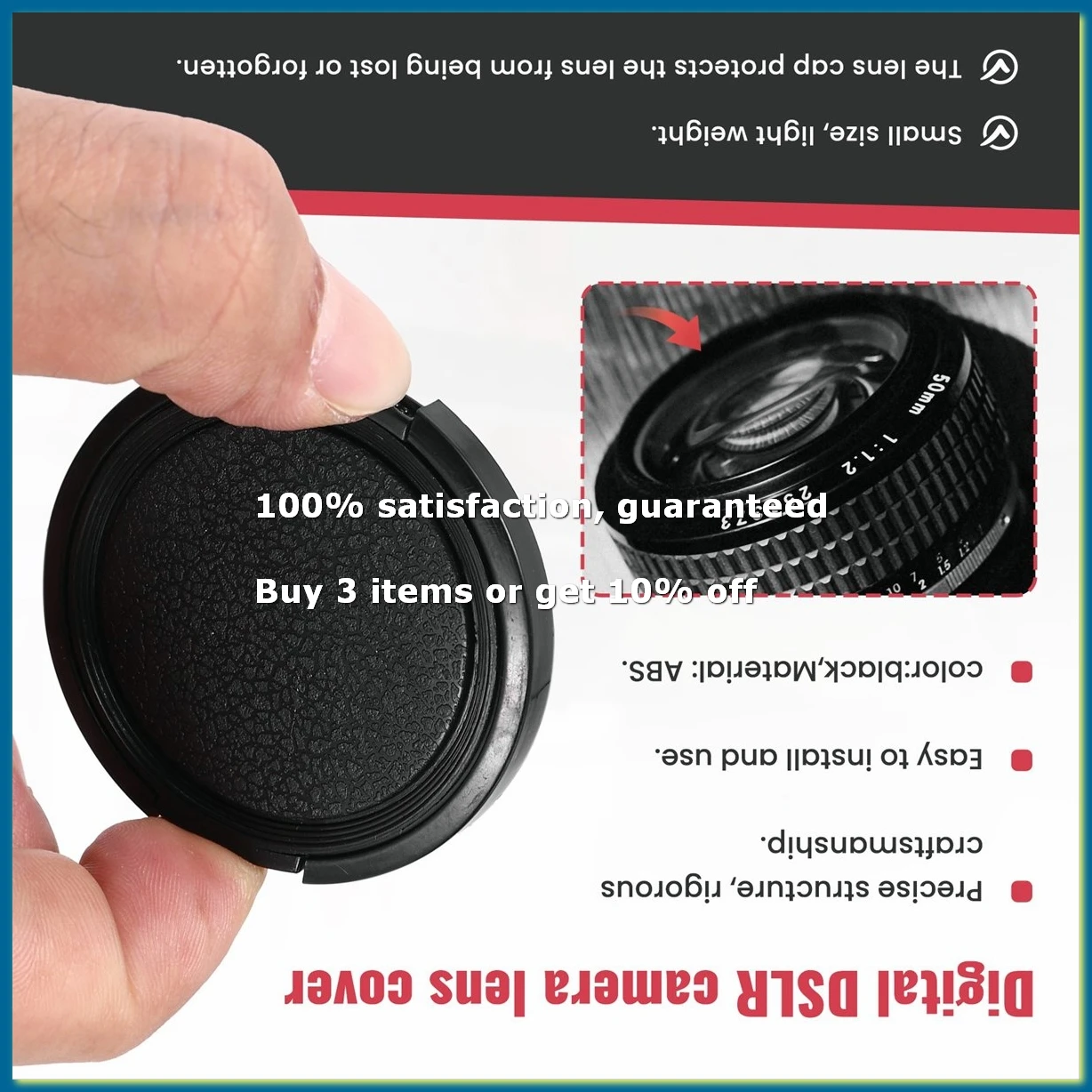 9Pack X(Univeral 10pcs 49mm Center Pinch Front Lens Cap For DSLR Camera)