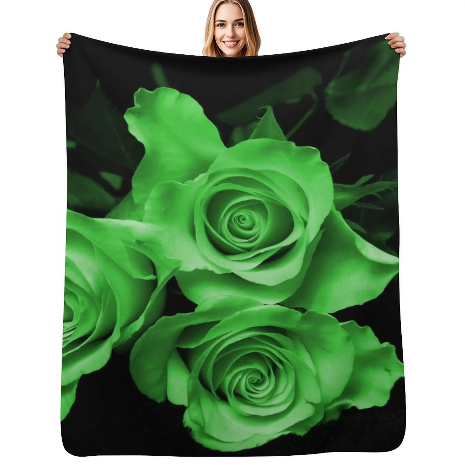 

Rose Garden Green Throw Blanket Baby christmas decoration Beautifuls Blankets