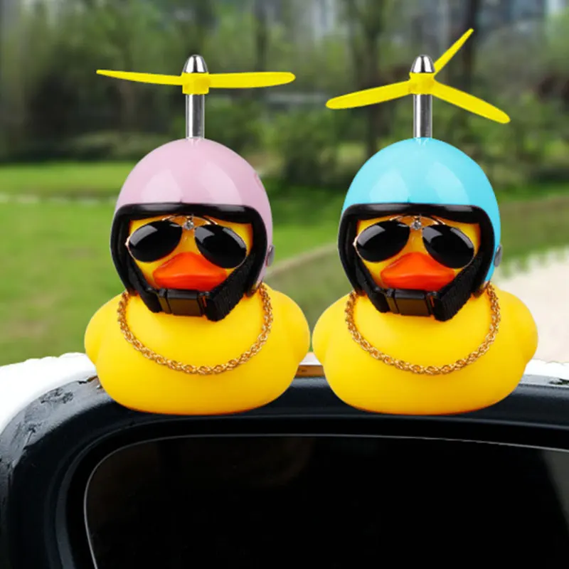 Car Good Gift cute Broken Wind Helmet Small Yellow Duck car accessories Wave-breaking Duck Cycling Decor Car Decoration ornament