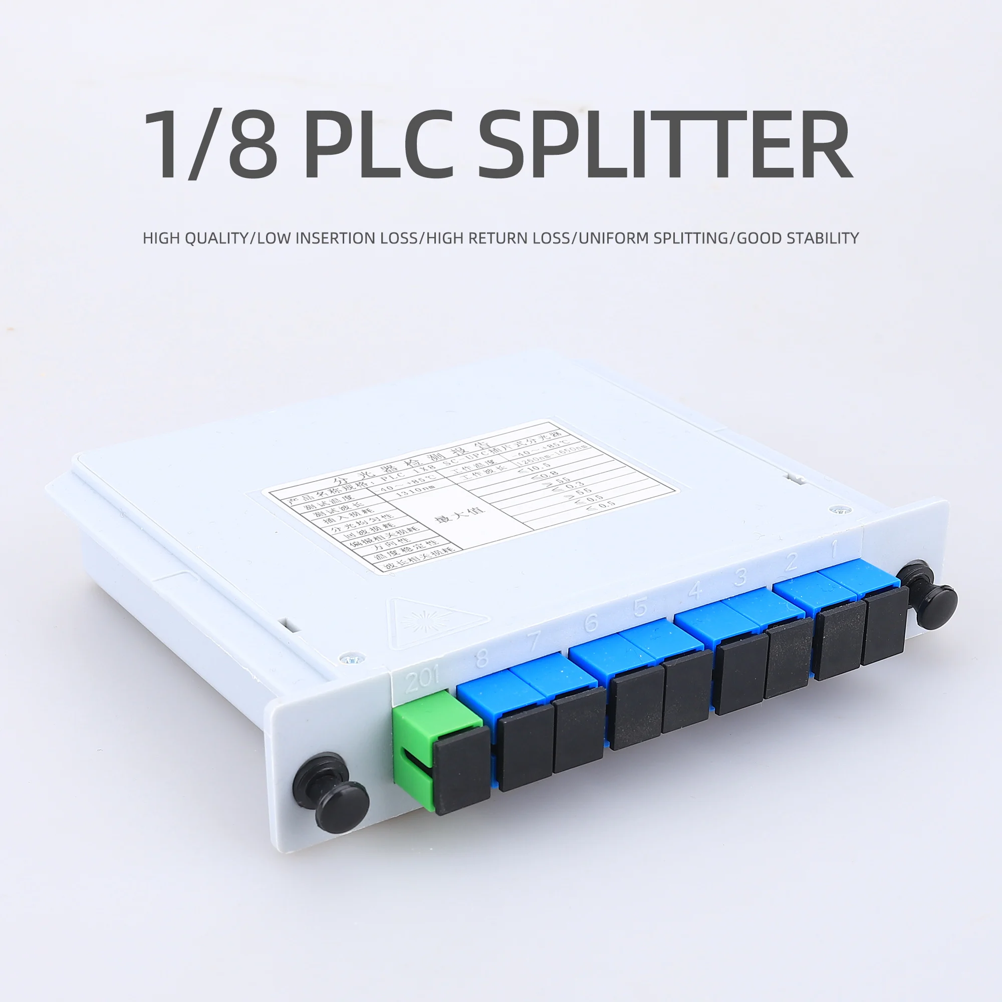 1x8 Box Cassette Card Inserting PLC splitter Module 1:8 8 Ports Fiber Optical Splitter Branching Device