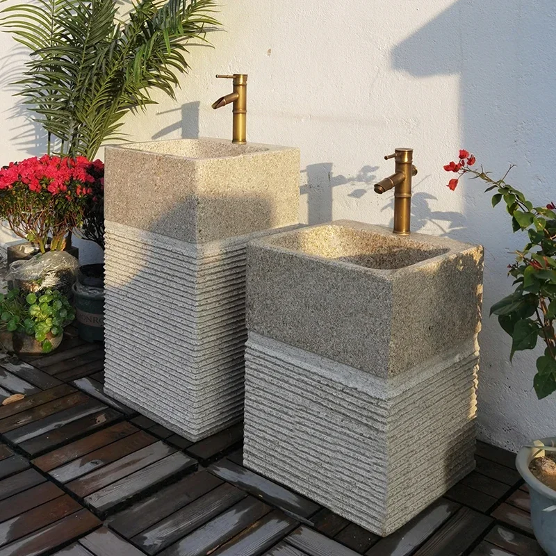 Original stone washbasin Dali Stone Garden pool sink column type integration