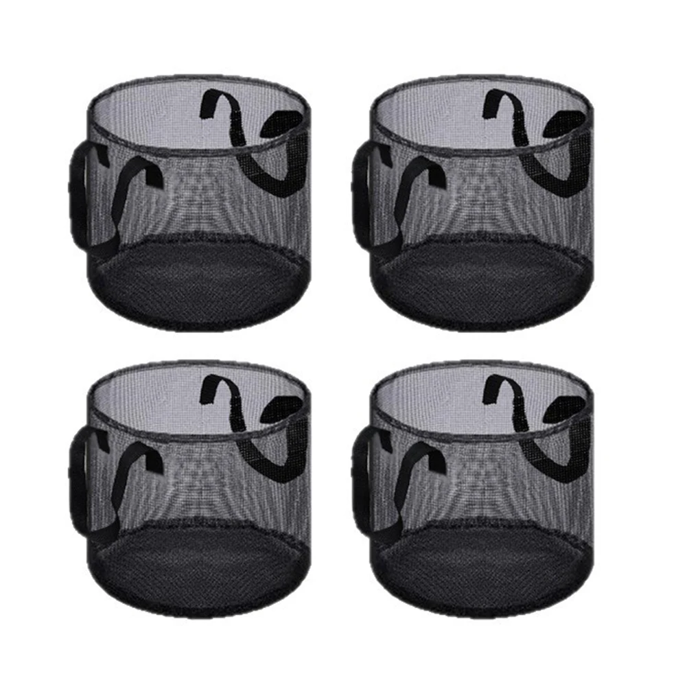 Large Square Round Mesh Pond Planting Bags Black PVC With Handles For Water Lilies Lotus Aquatic Garden Plant Baskets 4PCS
