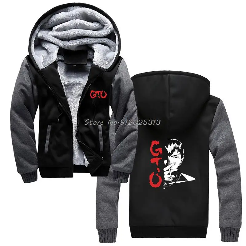 Harajuku Funny Anime Great Teacher Onizuka Japan Eikichi Hoodie Men Winter Thick Sweatshirt Warm Hoody Jacket Casual Hooded