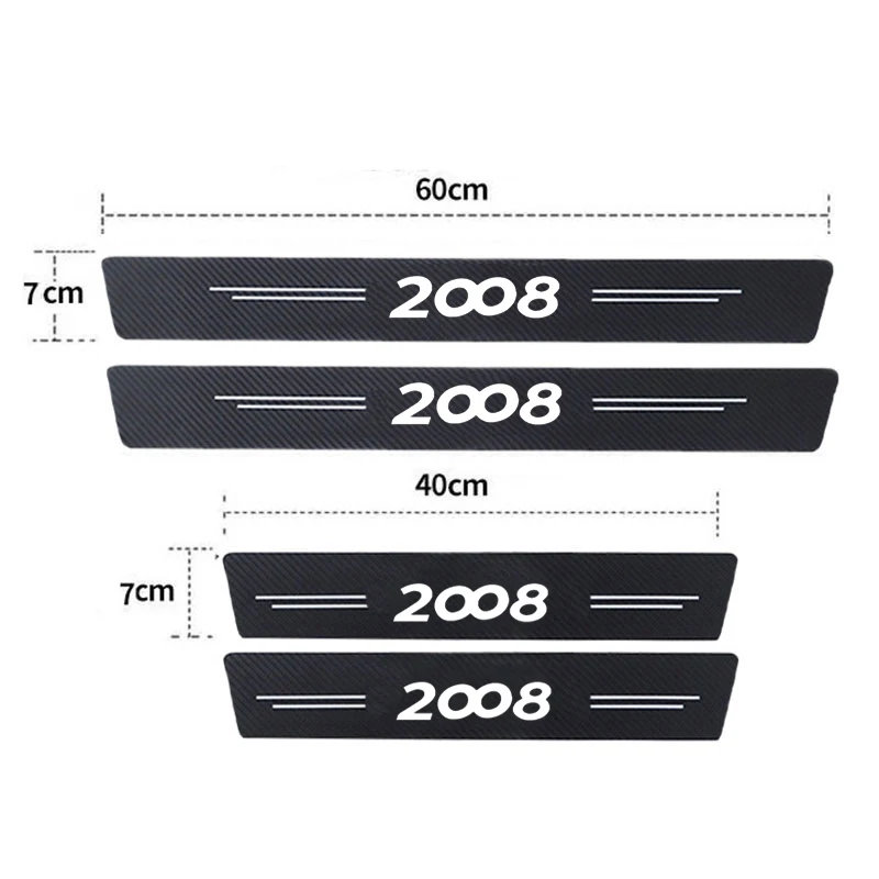 5Pcs Car Door Sill Protector for Peugeot 2008 Logo 2021 2020 2019 2018 2017 2016 Rear Trunk Bumper Threshold Sticker Accessories