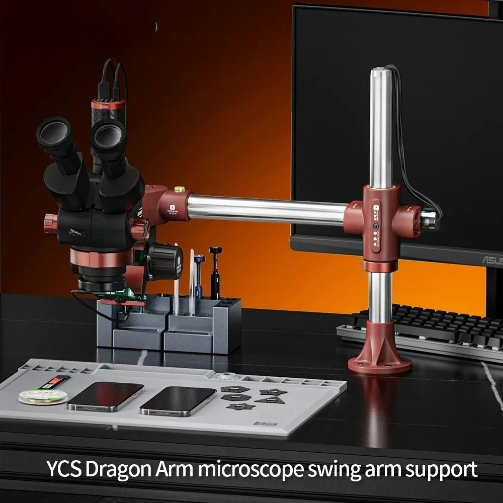 Suitable for YCS 6558X three eye microscope with 360 ° swing golden arm microscope swing arm clamp, used for mobile phone mainte