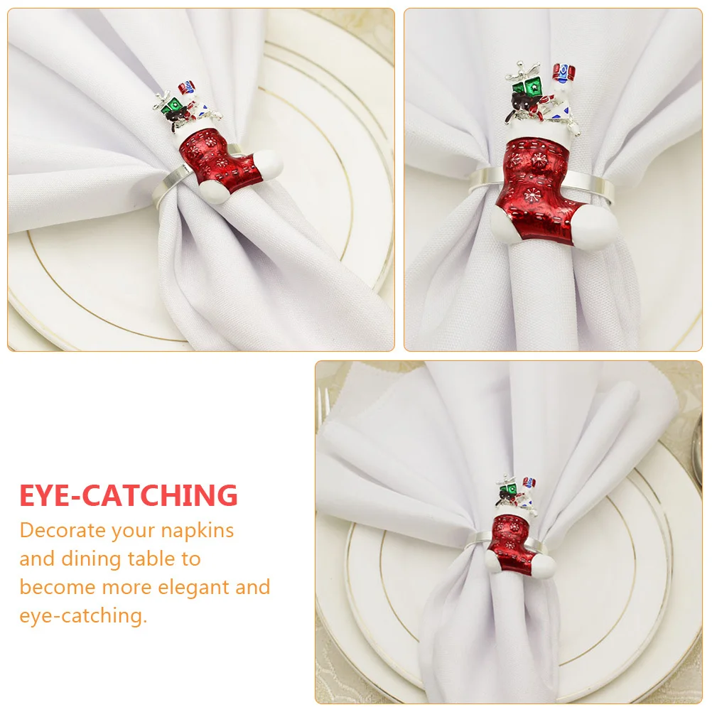 

2pcs Napkin Rings Christmas Elk Reindeer Xmas Tissue Buckles Table Supplies For Wedding Party Dinner Decor Kitchen Bar