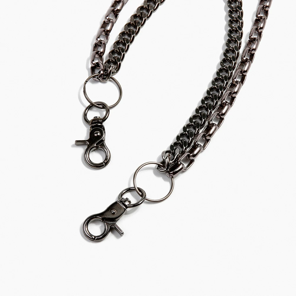 

Trousers Chain Pocket Chain Stylish Double Strip Trousers Chain Jeans Pant Chain Accessory for Men (Black)