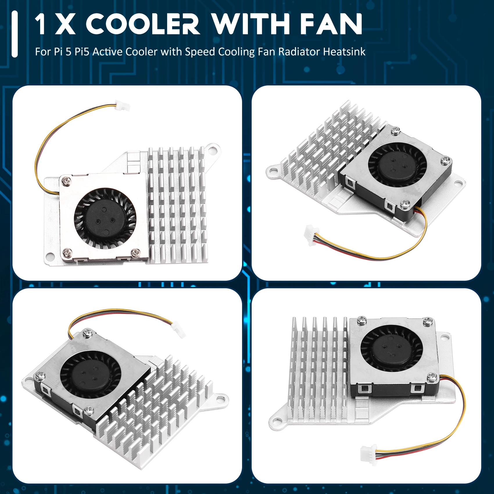 AT12 untuk Raspberry Pi 5 Pi5 Pendingin Aktif dengan Heatsink Radiator Kipas Pendingin Kecepatan