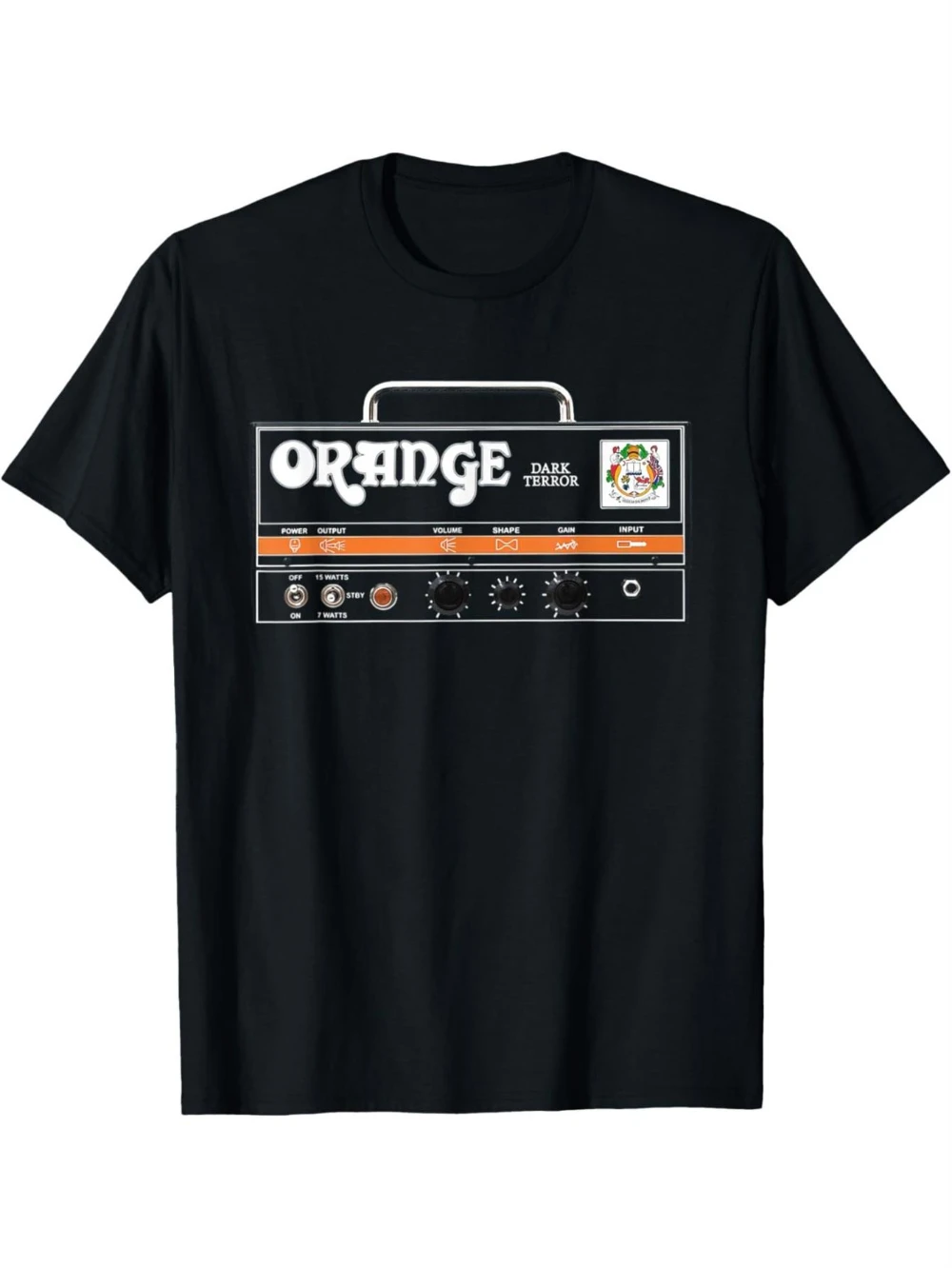 Men's Orange Dark Horror Amptube Head Guitar Amplifier Pattern T-Shirt - Pure Cotton Loose Casual Couple Streetwear Shirt