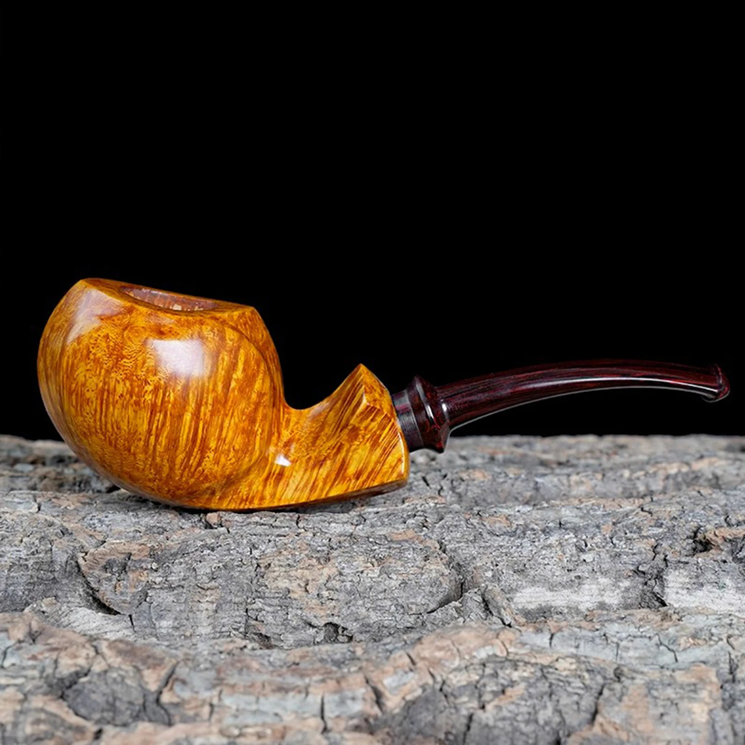 OLD FOX Briarwood Tobacco Pipe Freestyle Blowfish No Filter Double Sided Drum Cavity Fathers Day Gift Set With Cleaning Kit