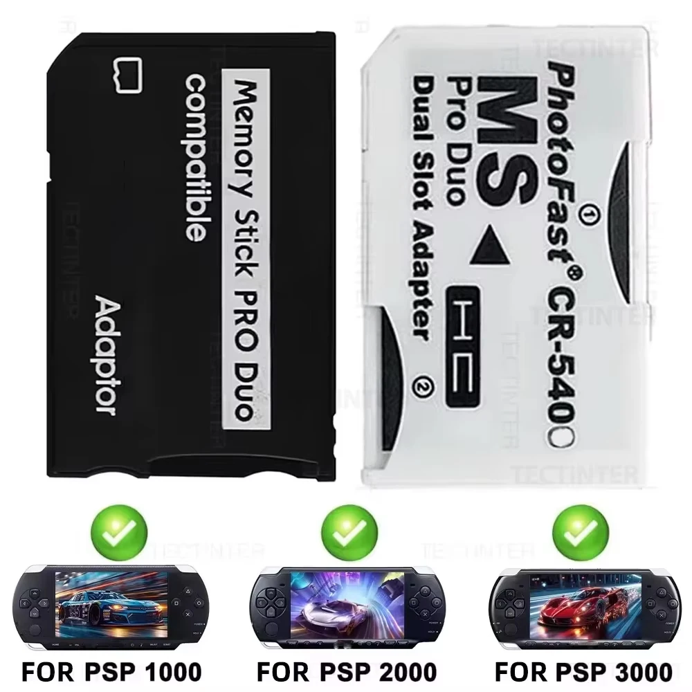 Adaptador de Cartão de Memória Pro Duo de Slot Único/Duplo, Novo Adaptador de Cartão SD para Acessórios de Console Sony PSP1000 2000 3000