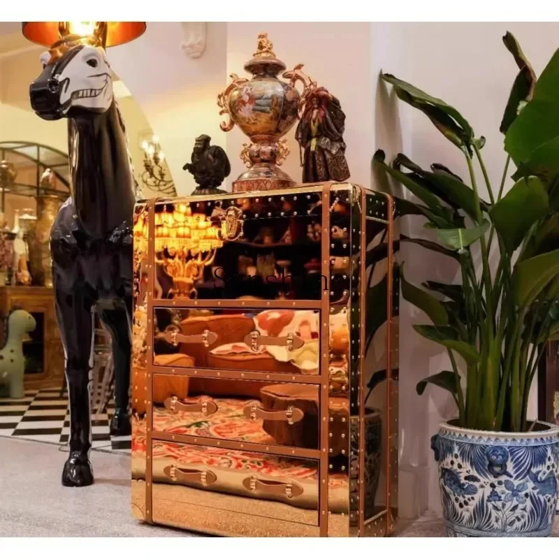 Armoire de Rangement Décorative, Style Français Rétro