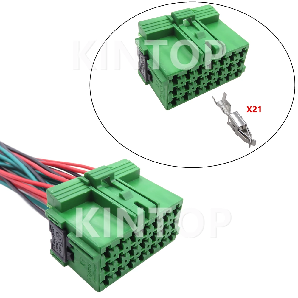 

1 Set 21 Pins Auto Parts 1-967625-4 967635-1 Auto Cable Harness Plug Green Car Plastic Housing Unsealed Socket Starter