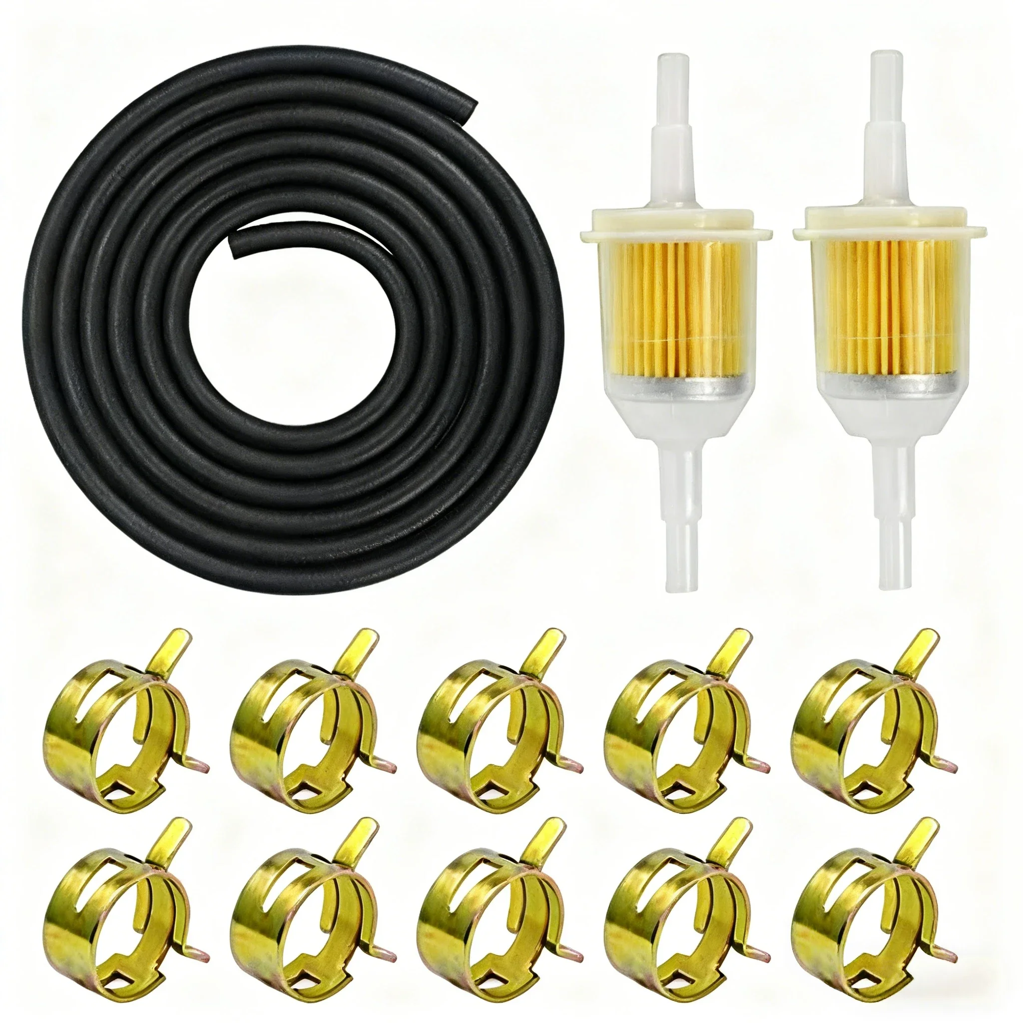 Universal 5-8mm Fuel Filter Kit With Hose & Clips - Reusable Inline  For Motorcycle ATV Dirt Bike Scooter Motorcycle Accessories